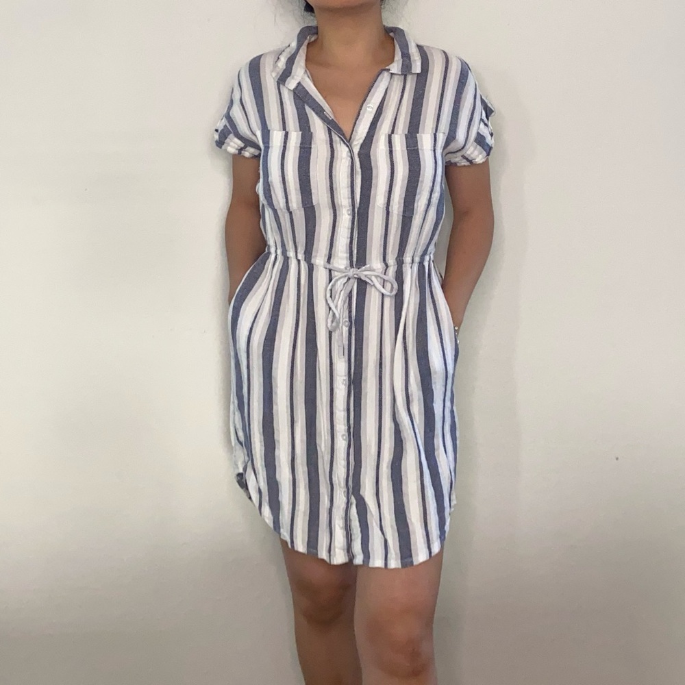 Boho Blue and White striped Dress